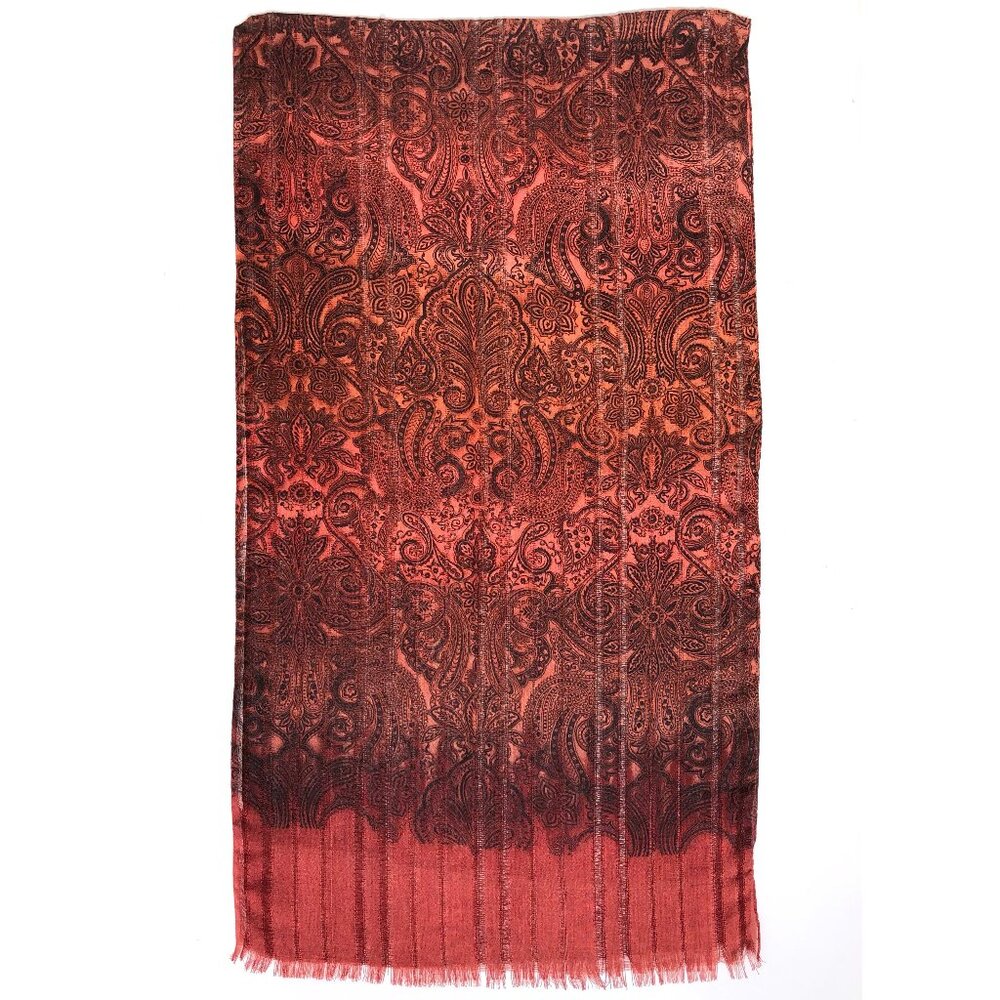 paisley scarf rectangular rust orange brown ombre Fall Autumn bohemian boho chic